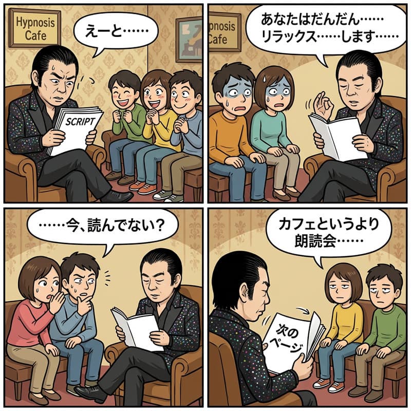 こんな催眠術カフェは嫌だ！スクリプト読みながらやっている